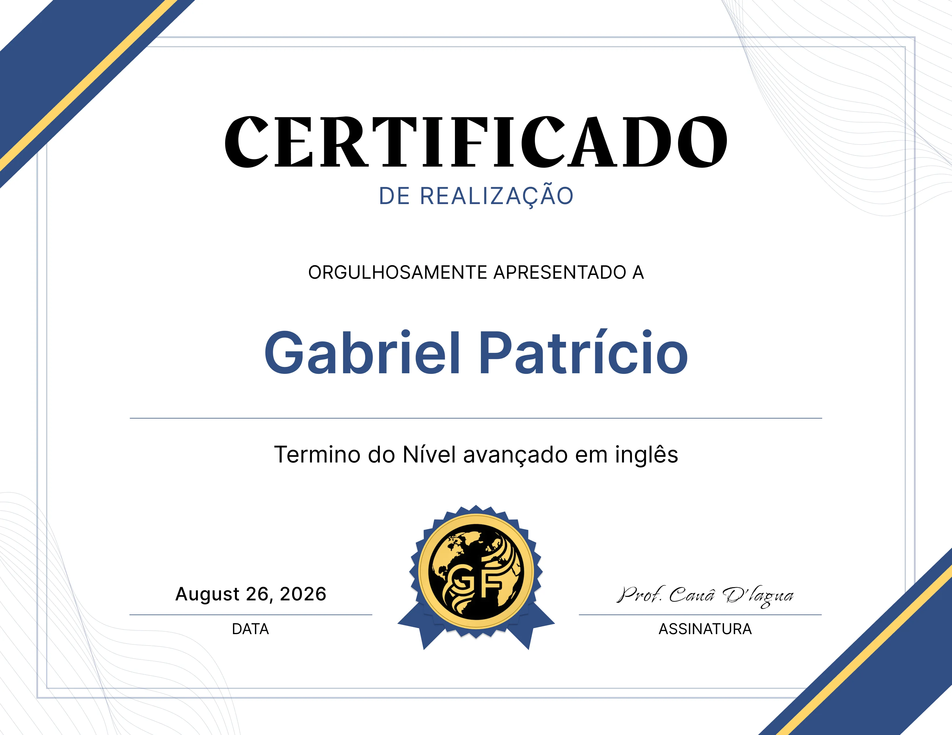 Certificado de Conclusão GoFluency